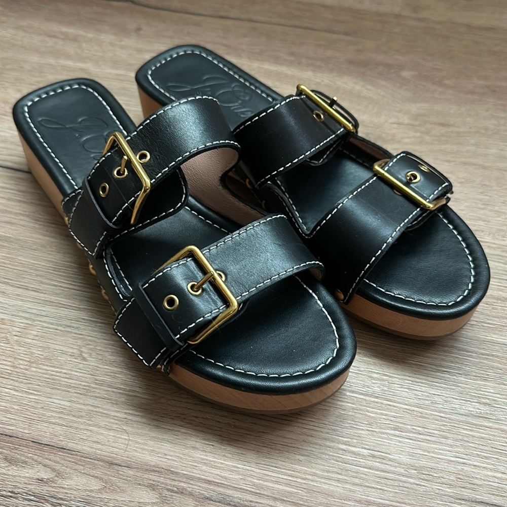 J. Crew Black Leather Clogs size 8